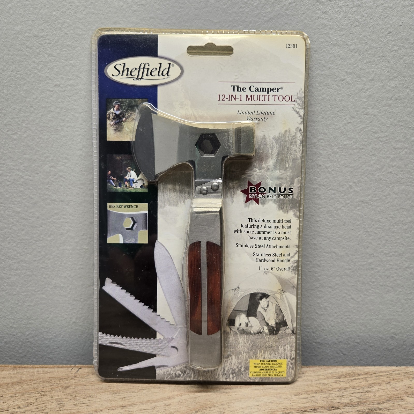 Sheffield Multi Tool Camper 12-In-1 Axe Hammer Saw Screwdriver Blade Scaler NEW