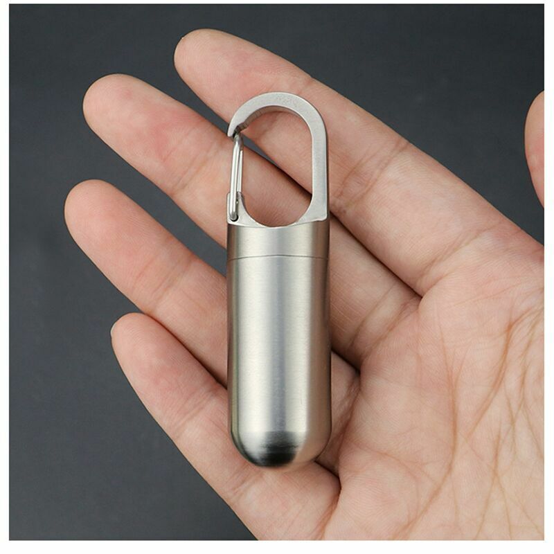 Titanium Keychain Waterproof Box Integrated Medicine Pill Box EDC Survival Boxes