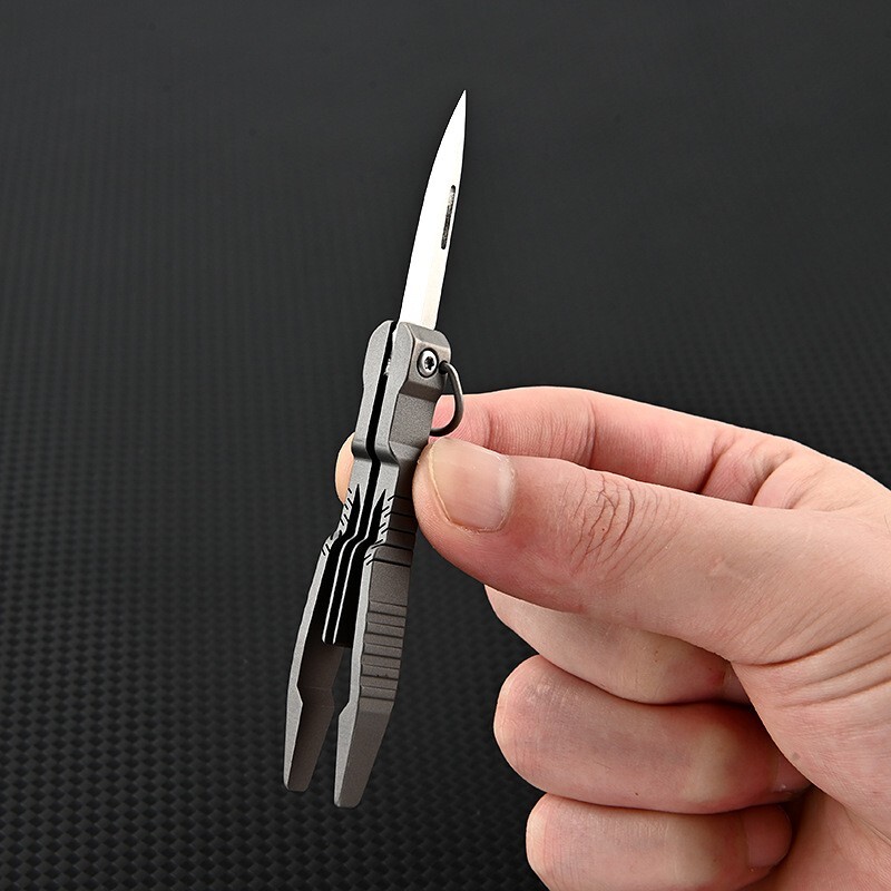 EDC Titanium Alloy Multi Tools Tweezers Opener Pocket Outdoor Folding Knife