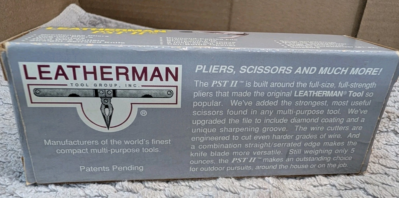 Vintage Leatherman PST II Multi-Tool With Original Box Leather Sheath Manual