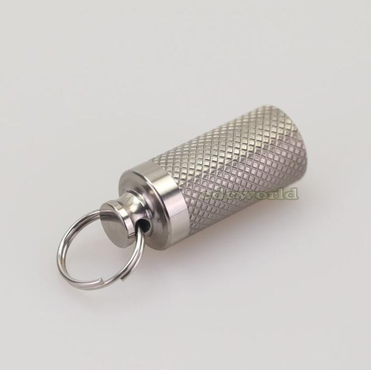 TC4 Titanium Portable Keychain Pill Capsula Case Outdoor Survival Tool F-14T EDC