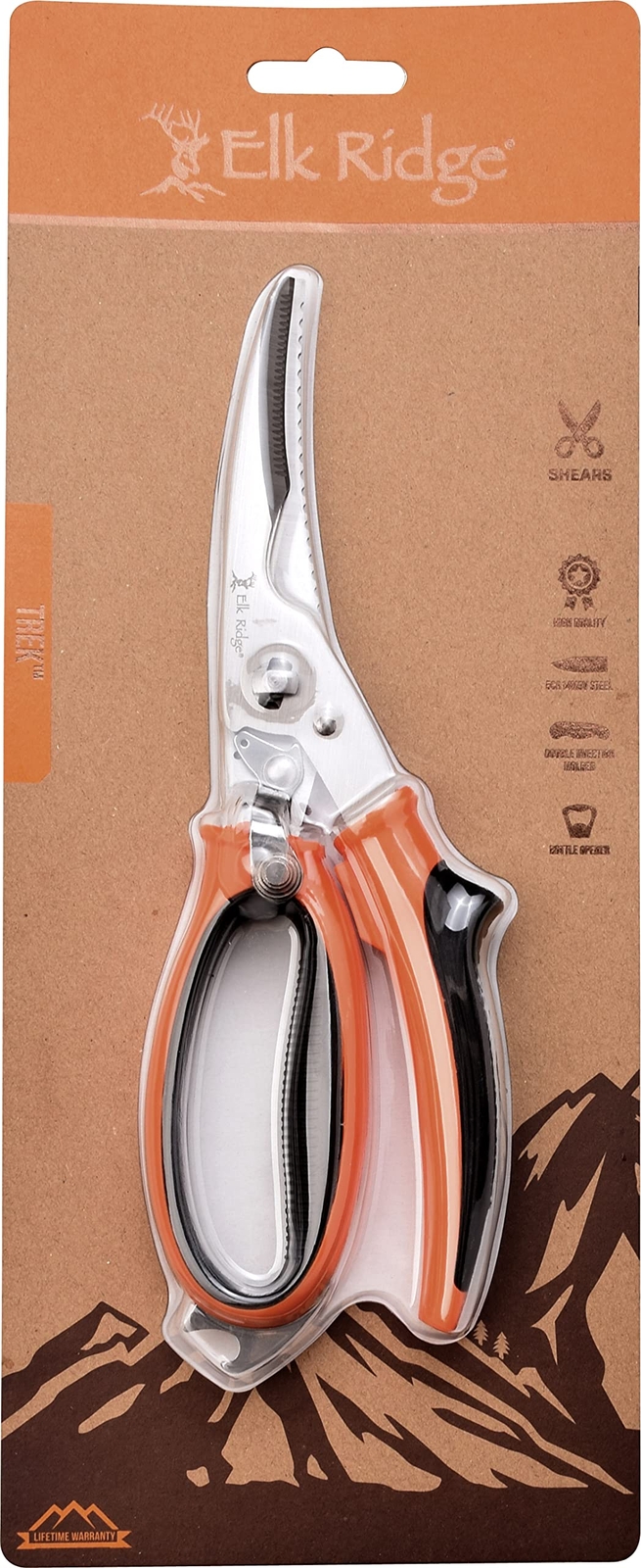 Elk Ridge – Outdoors TREK Shears – Spring Loaded Handle, Bottle Opener, Scaler,