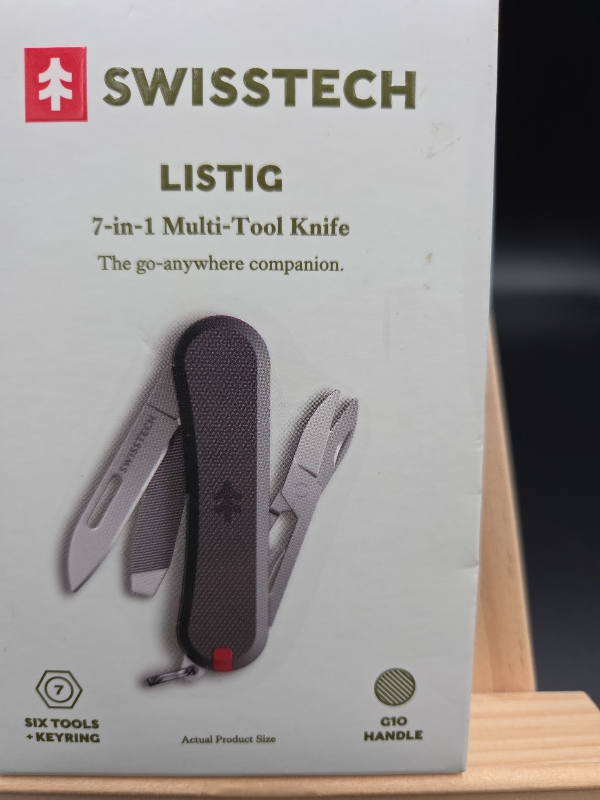 Swiss Tech Listig 7-in-1 Folding Multi-Tool, Compact Single Edge Pocket Knife