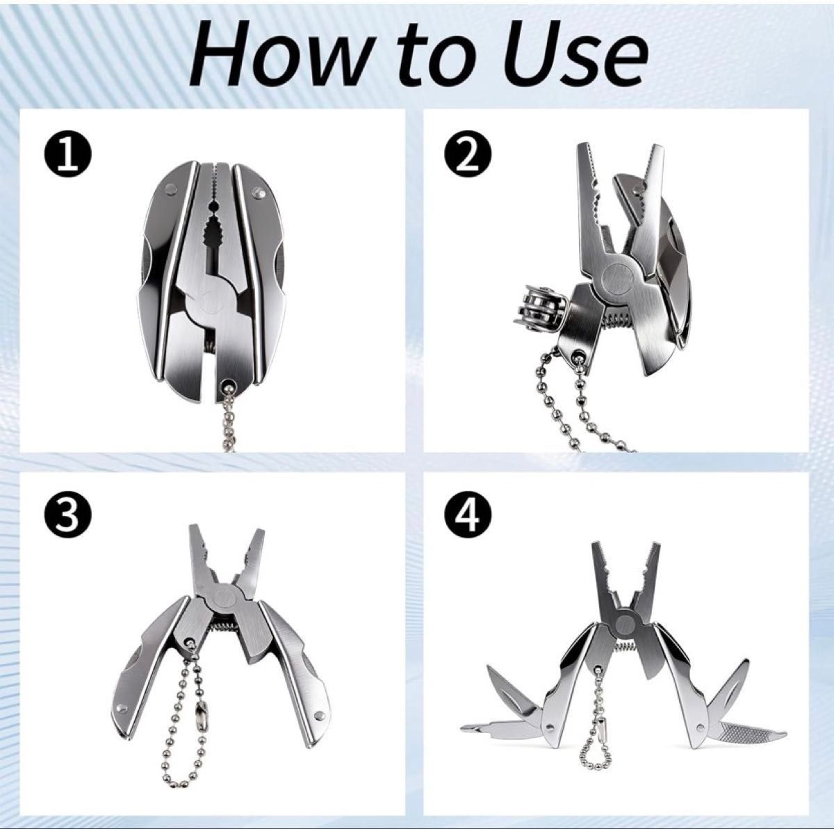 Portable Multi-Tool Pliers Combo Knife Bit ScrewDriver Keychain -Stainless Steel