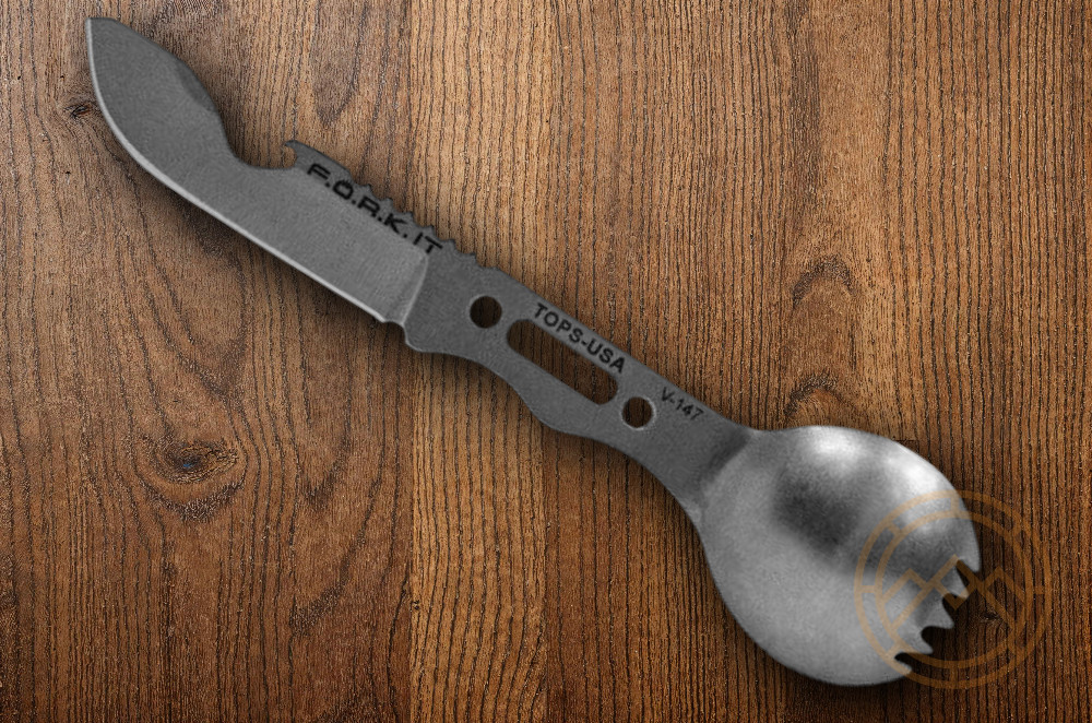 TOPS Fork It Tool Overall 6.5″ Stonewash 1095 Carbon Steel Construction FORK01