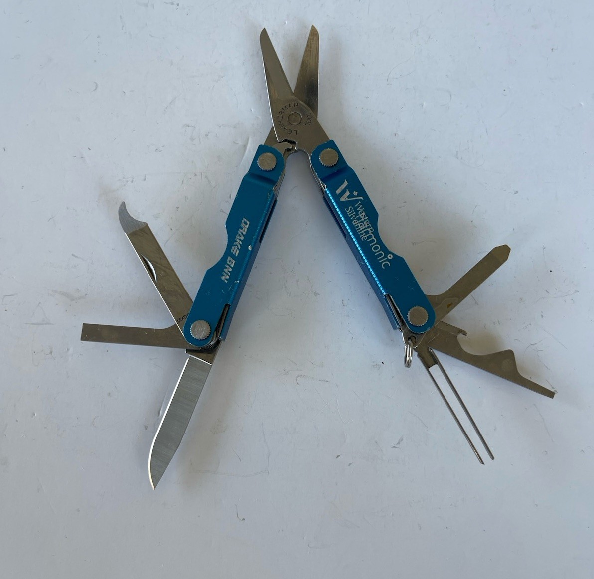 Leatherman Micra Multi Tool Stainless Navy Blue ,Scissors, Plain Edge, Fast Ship