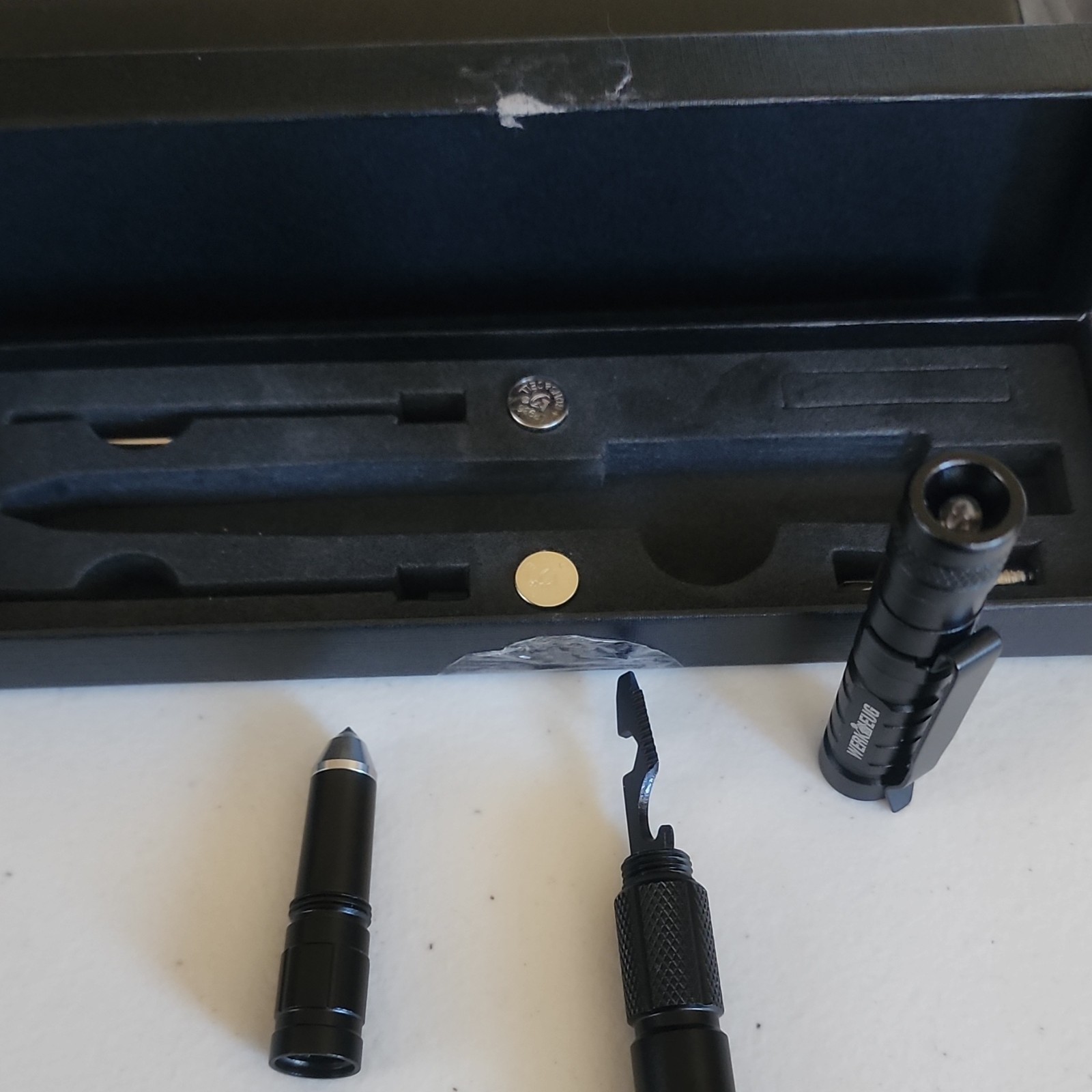 WERKZEUG Black Multi-Tool Pen Ergonomic Handle with Flashlight & Bottle Opener