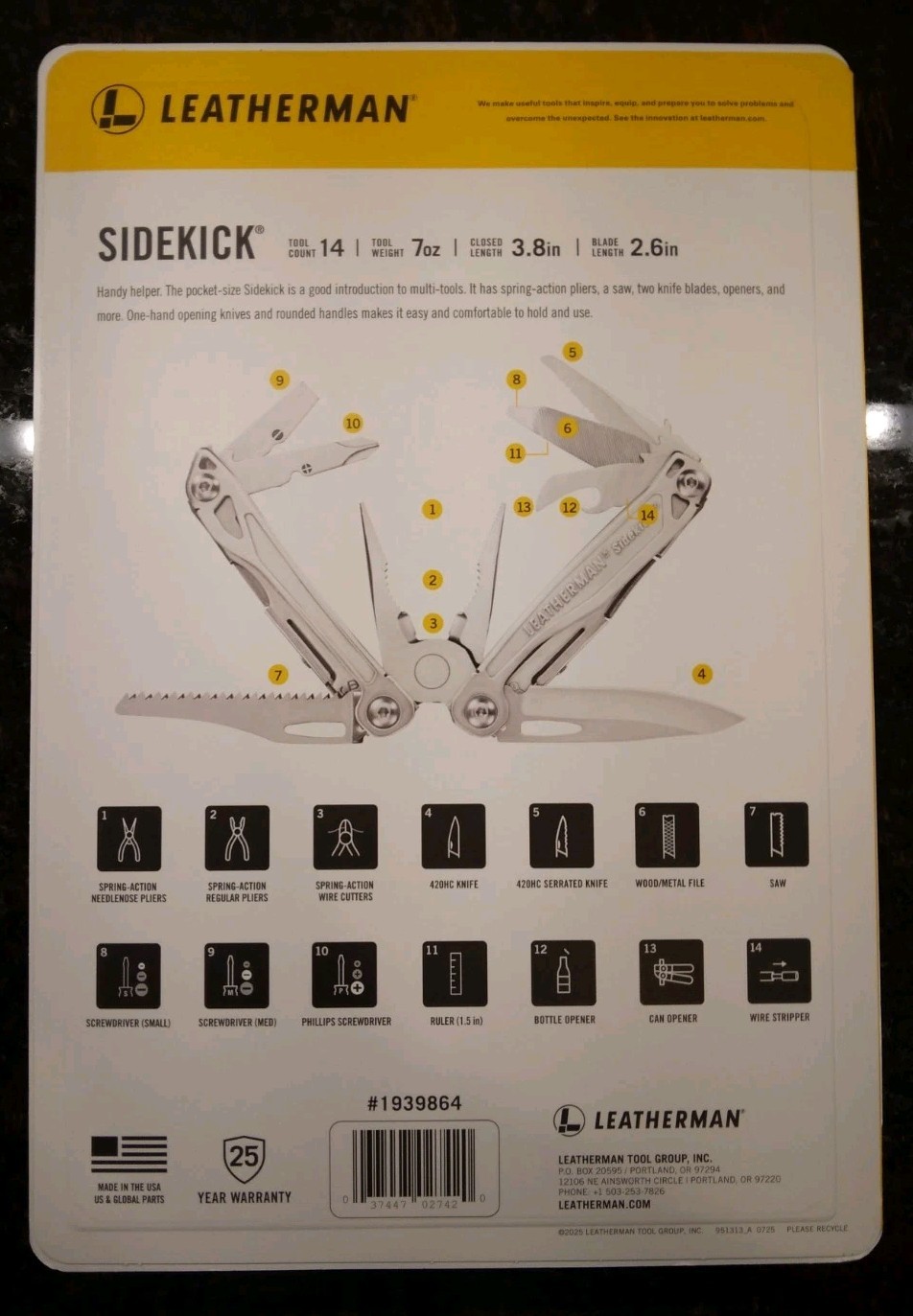 LEATHERMAN SIDEKICK® 14 Tool Stainless Steel Multi-Tool Stainless Steel