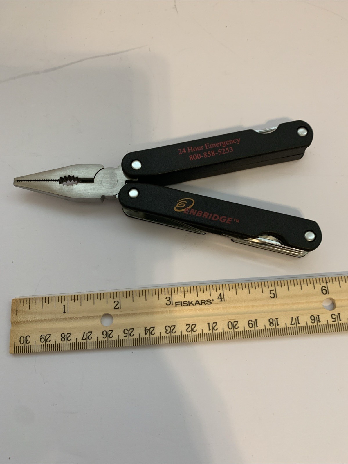 Enbridge Logo Multi Tool With Nylon Belt Sheath Stainless Steel Folded 5”