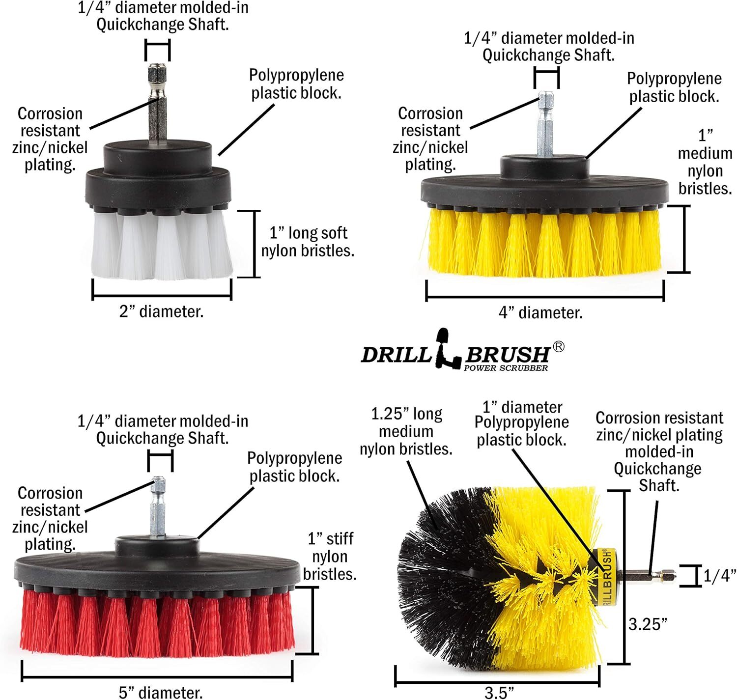 Drill Brush Scrub Brush Drill Attachment Kit 4 Types Of Abrasive Grades