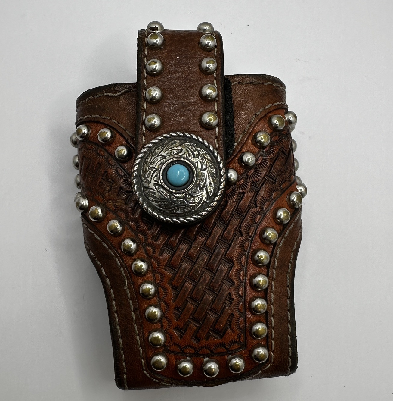 Rare Leather Sheath Handmade With Turquoise & Lots Of detail