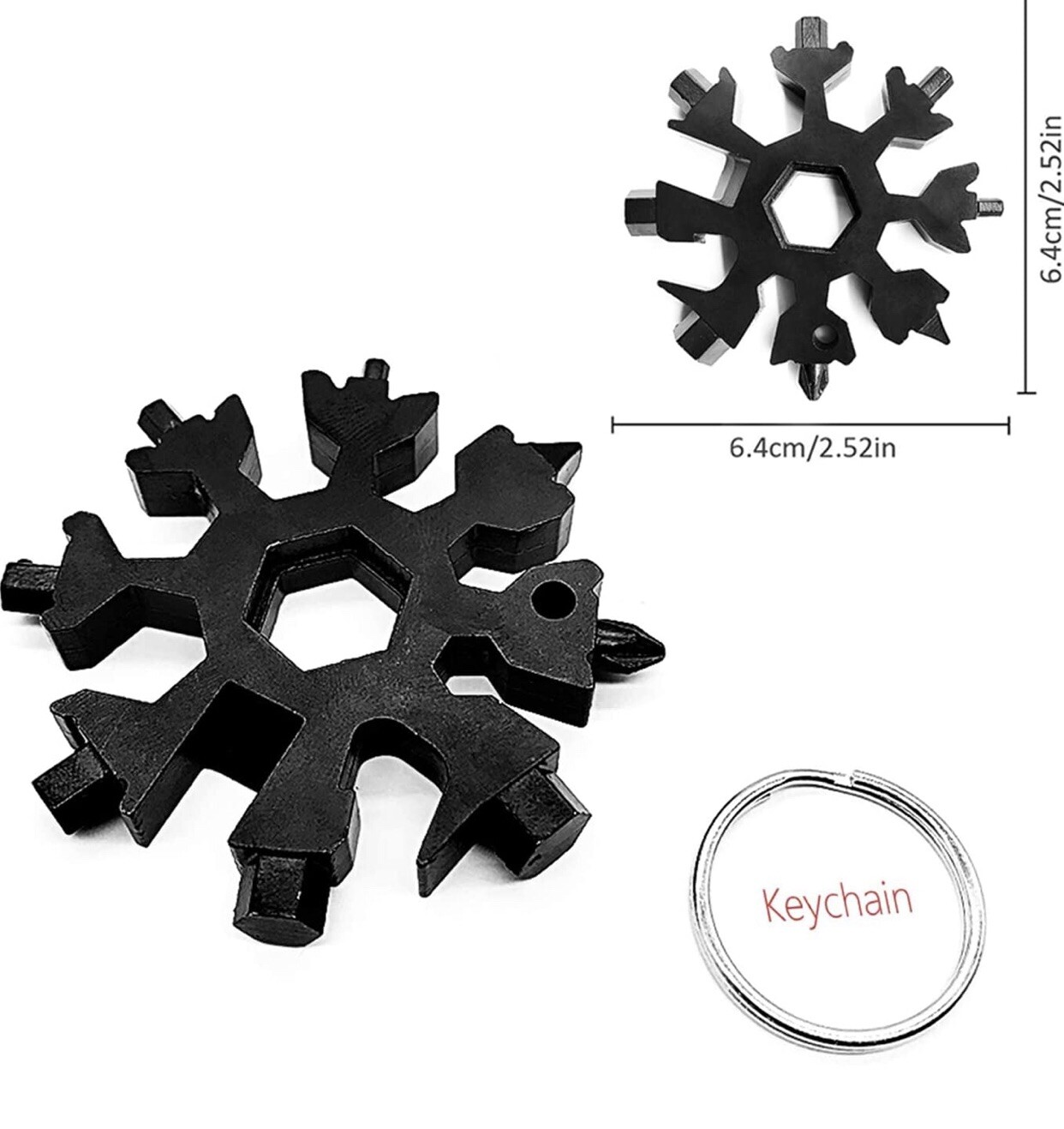 Snowflake Key Chain 18 In 1 Multi Tool, Bottle Opener, Stainless Steel-#2 Tools