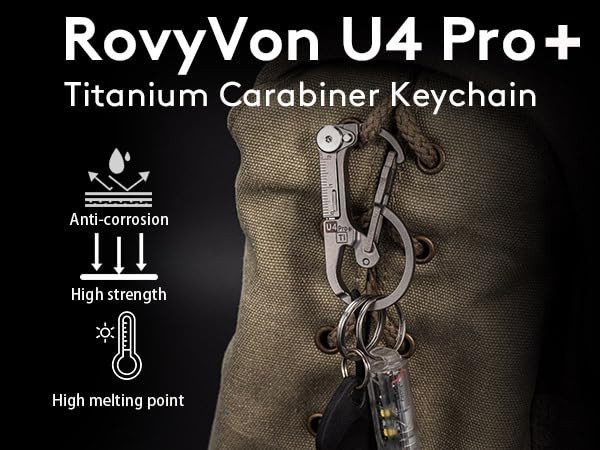 RovyVon Titanium Carabiner Keychain Multitool with Folding Knife Screwdriver