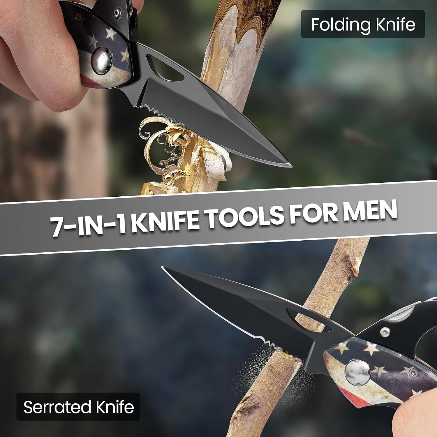 Multitool Carabiner Knife Tools for Men, Cool Gadgets Survival Gear with Folding