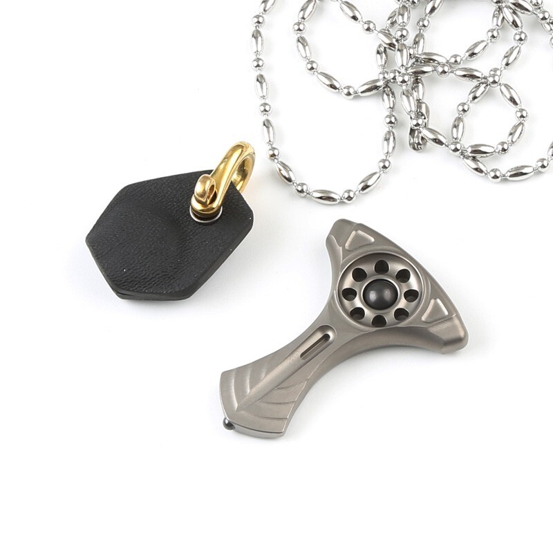 TC4 Titanium Keychain Necklace Pendant Bead Window Break Tool with Kydex Sheath