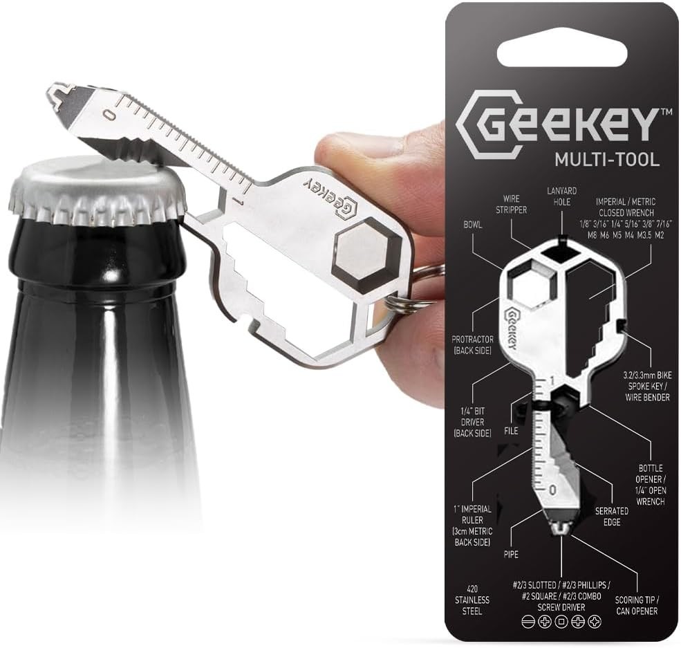 Keychain Multitool Stainless Steel 16+ Functions Compact Travel Outdoor