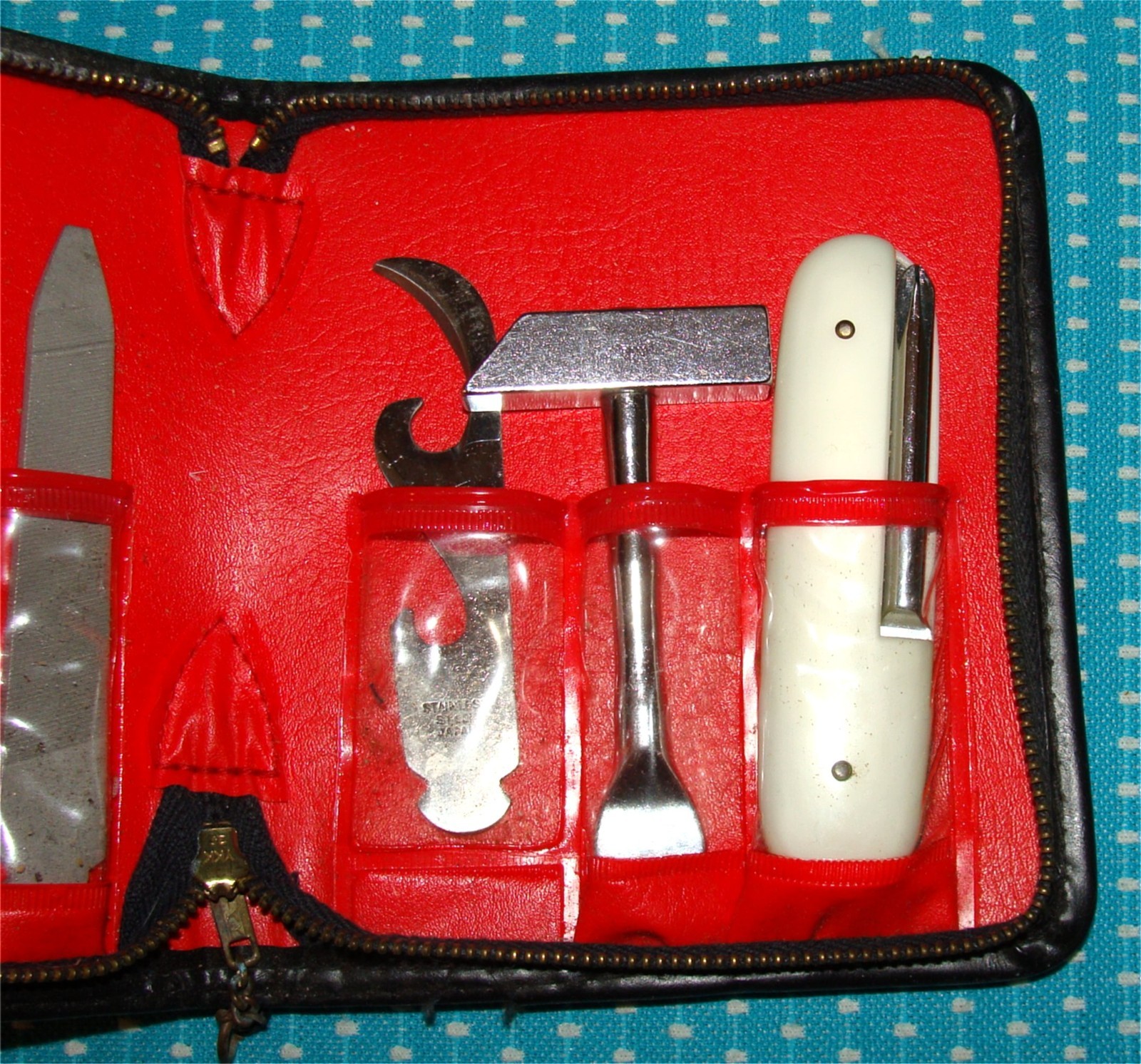 Vtg Barlow Japan Stainless Steel Multi Tool Set Kit 7 Piece Case T-190 Knife Saw