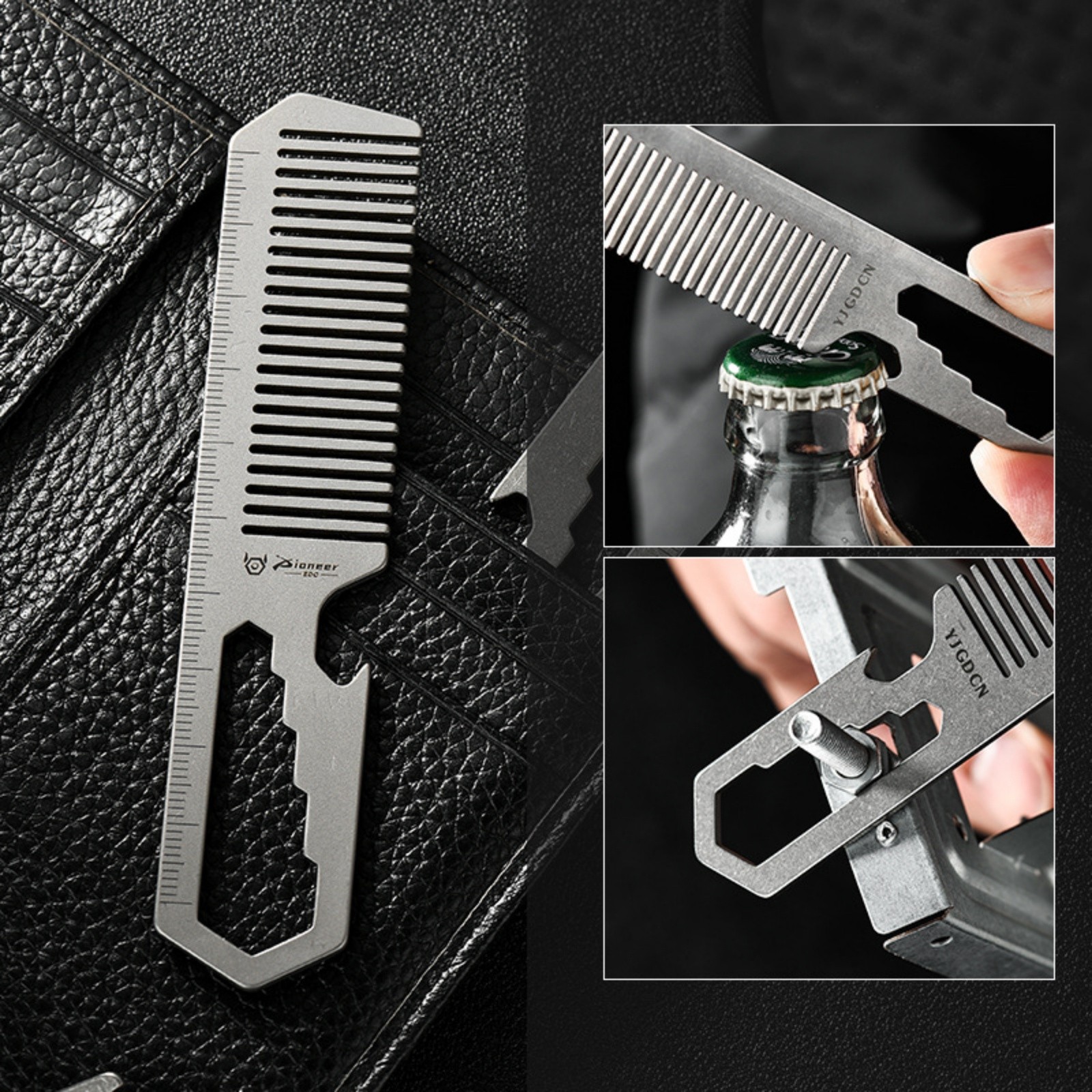 Titanium Alloy EDC Multi Tool Comb Bottle Opener Wrench Ruler Pocket Lightweight