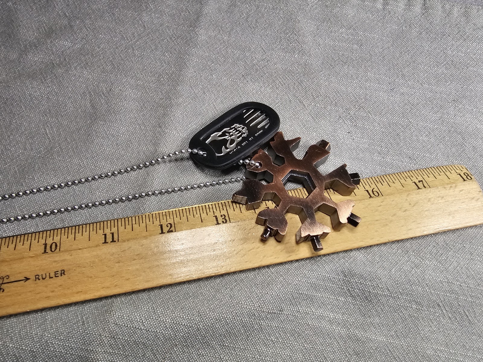 Vintage Necklace Tools Snowflake & Dog Tag Fork Edc Survival Tools Gift D10