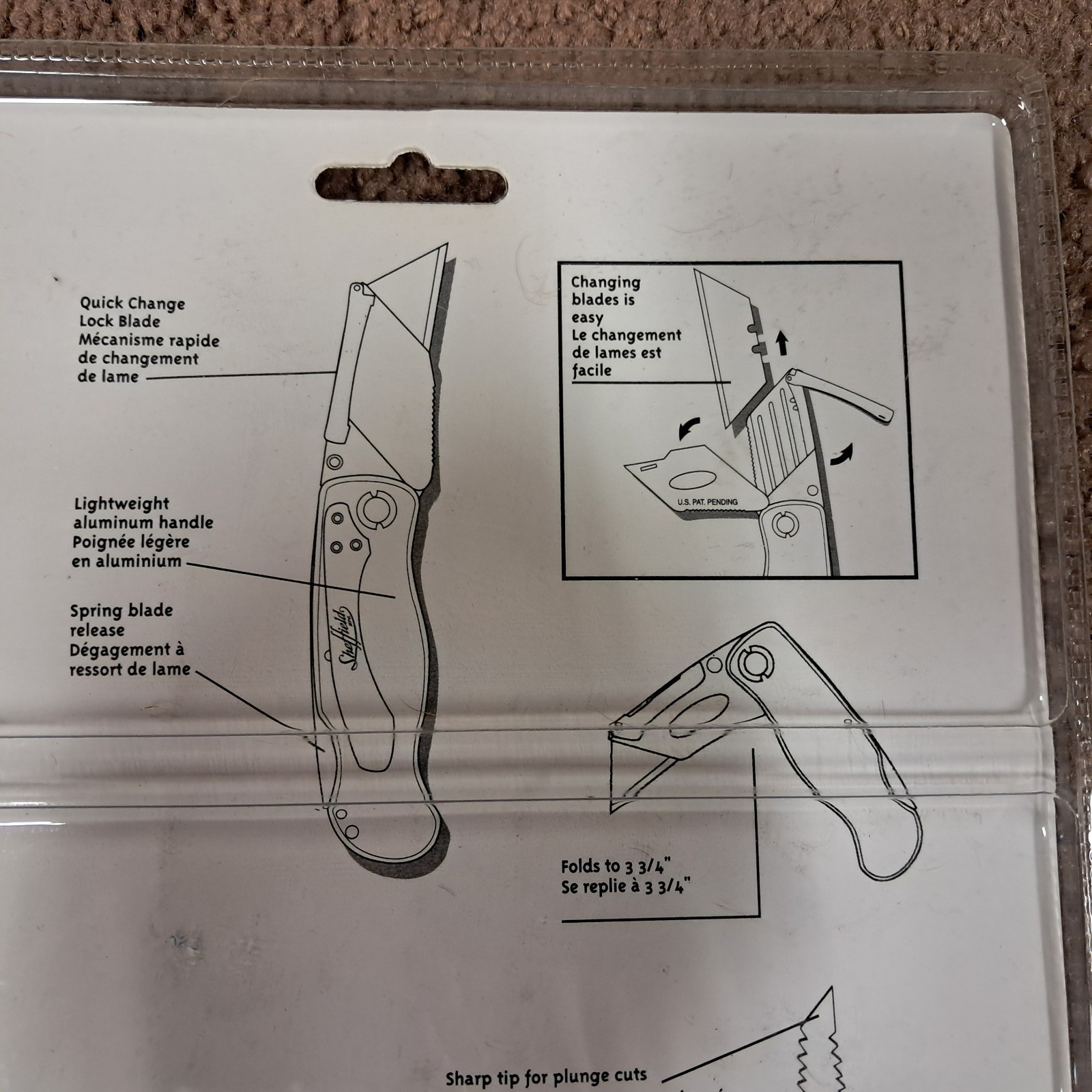 Sheffield Cutting Tool Set 6 inch Wallboard Saw Folding Lock Knife & Sheath
