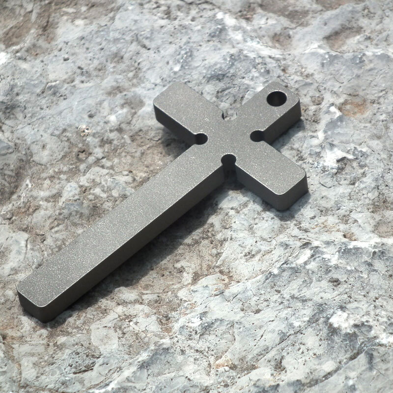 Men Women Solid EDC Titanium Alloy CNC Cross Necklace Pendant Keychain DIY Beads