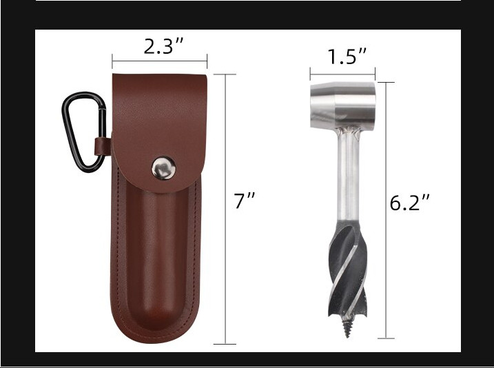 Outdoor EDC 2 pcs Tool Set Real Leather Holster + Manual Woodworking Drill
