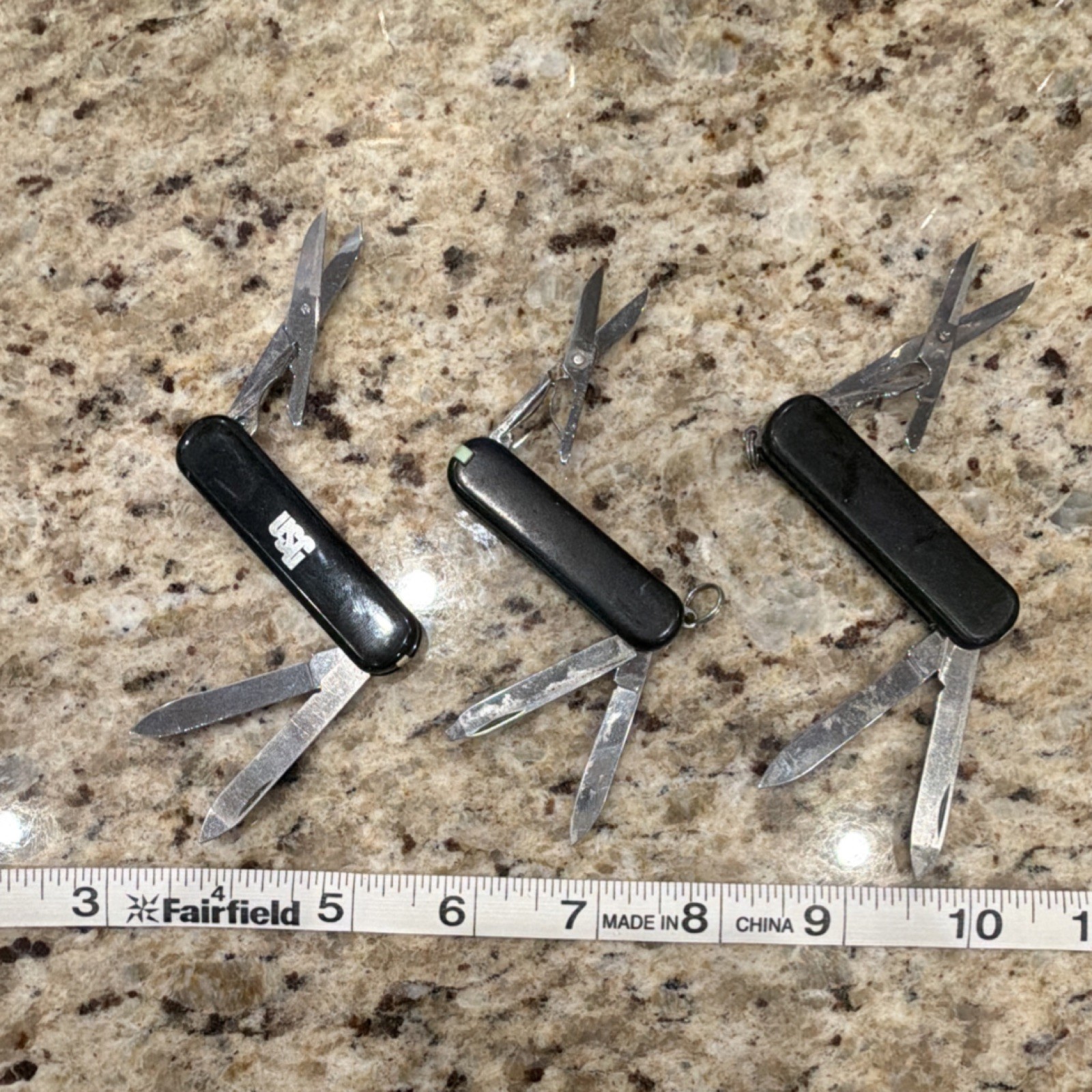 (3) Wenger USST Multi-Tool Black Stainless Steel Knife Scissors Nail File