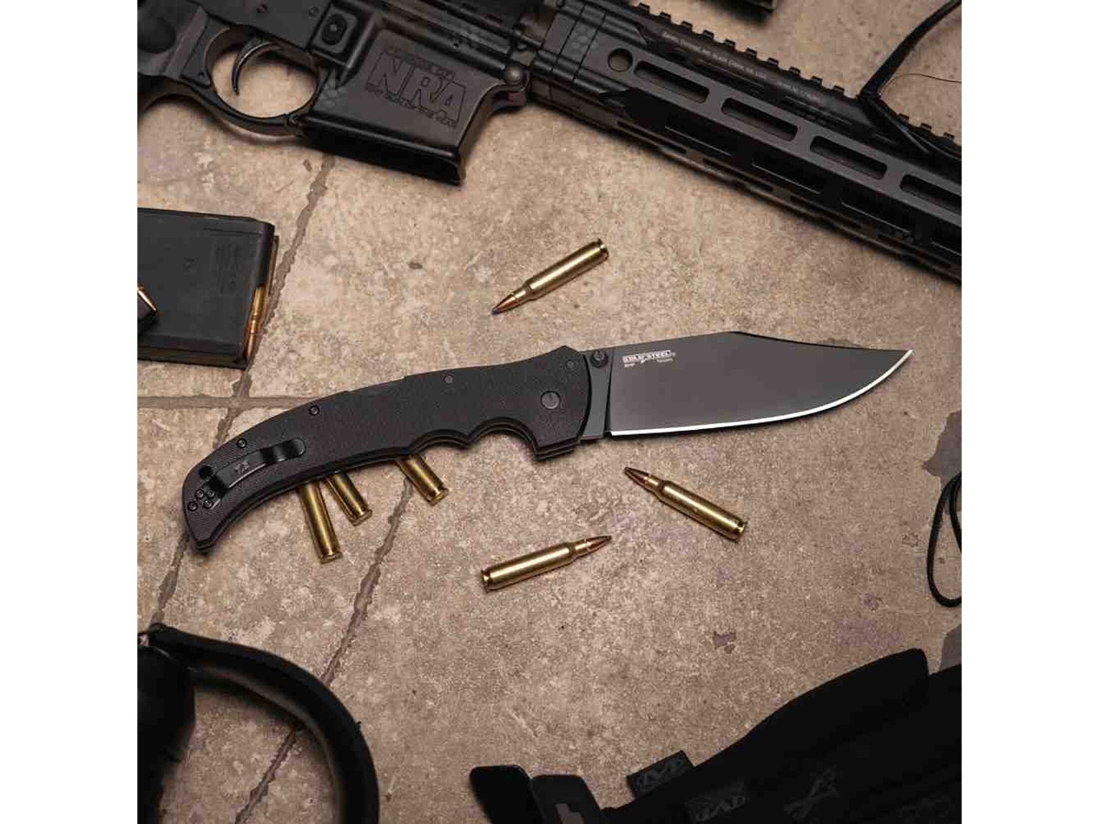 Cold Steel Recon XL Pocket Knife 5.25″ Clip Point CTS-XHP Black PVD Blade G-10