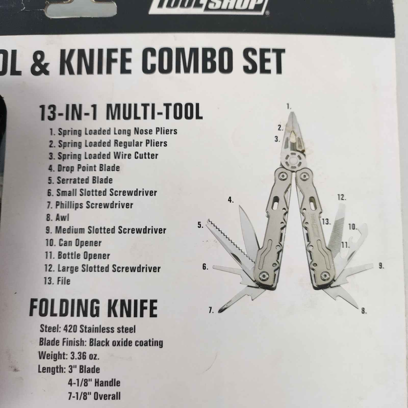 Tool Shop Multi-Tool & Knife Combo Set New In Package