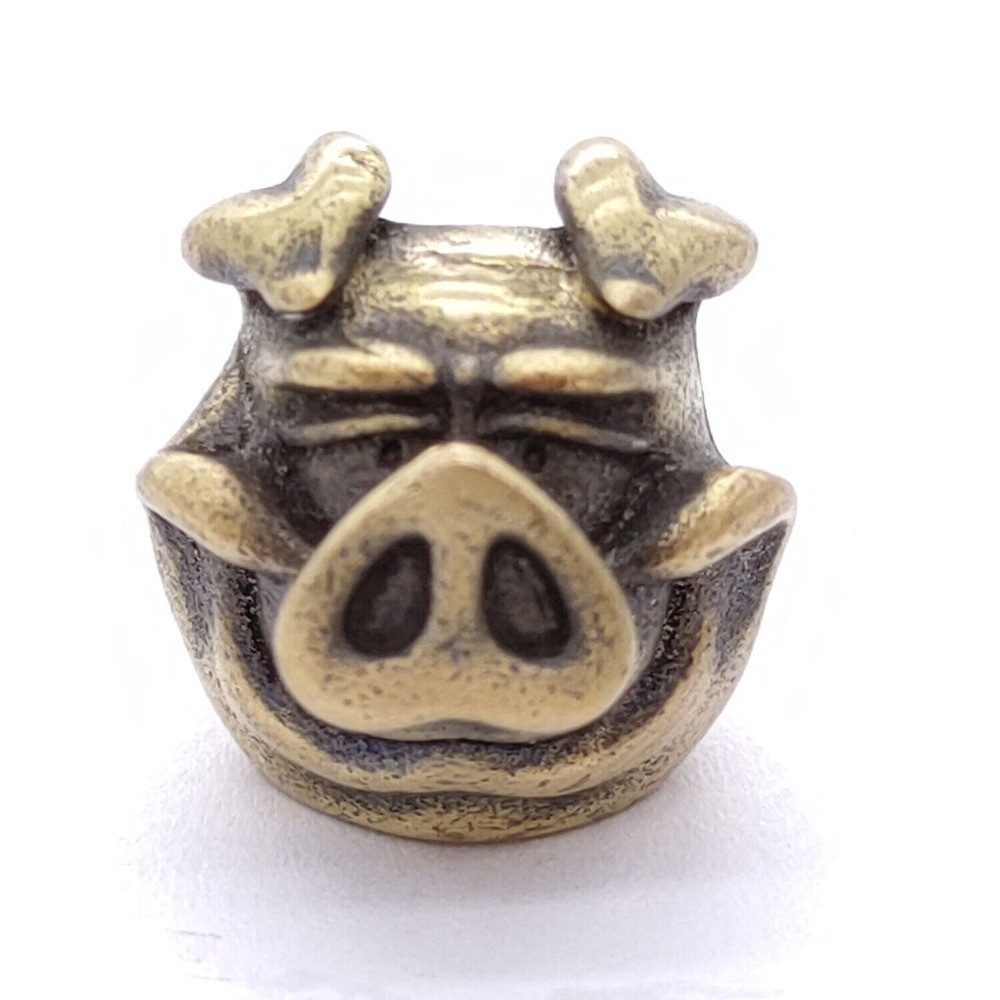 2PC EDC Brass Pig Knife Bead DIY Umbrella Rope Keychain Tool Lanyard Pendant