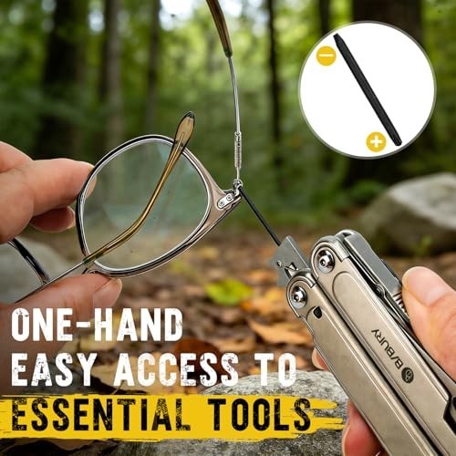 24-in-1 Titanium Multitool Pliers, Ultra-Light EDC Pocket Tool with Sheath, Camp