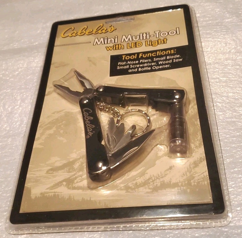 Cabela’s Mini Multi-Tool- Pliers, Saw, LED Light & Nylon Pouch #50018072 Black