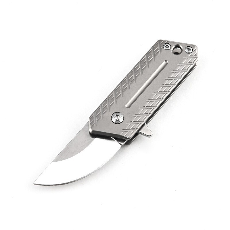 Mini Titanium Folding Knife D2 Blade Outdoor Survival Pocket Keychain EDC Tool