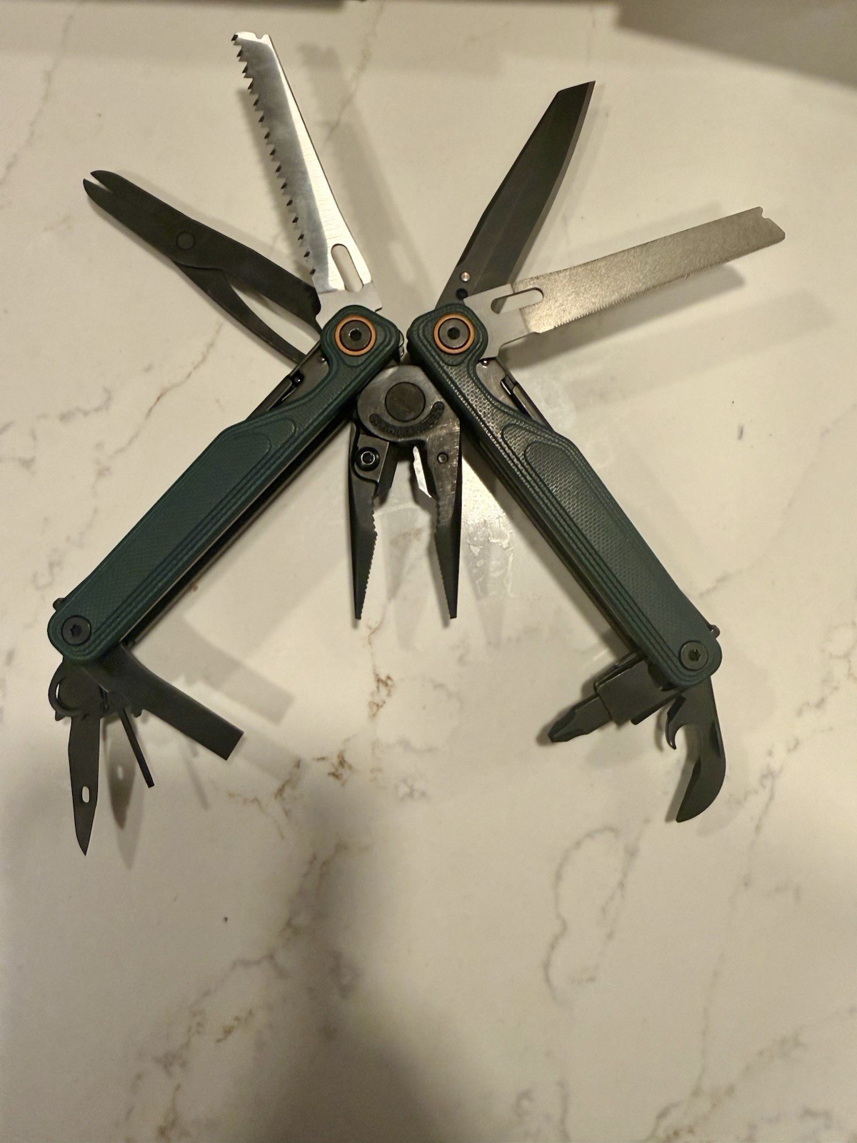 Leatherman Wave Alpha Multitool Black Oxide CUSTOM SWAP Teal Cascadia G-10 *READ