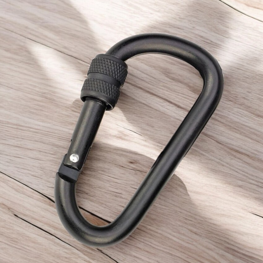 Carabiner | 2.38″ Long Black Metal Locking Biner For Gear Haul Camping Backpack