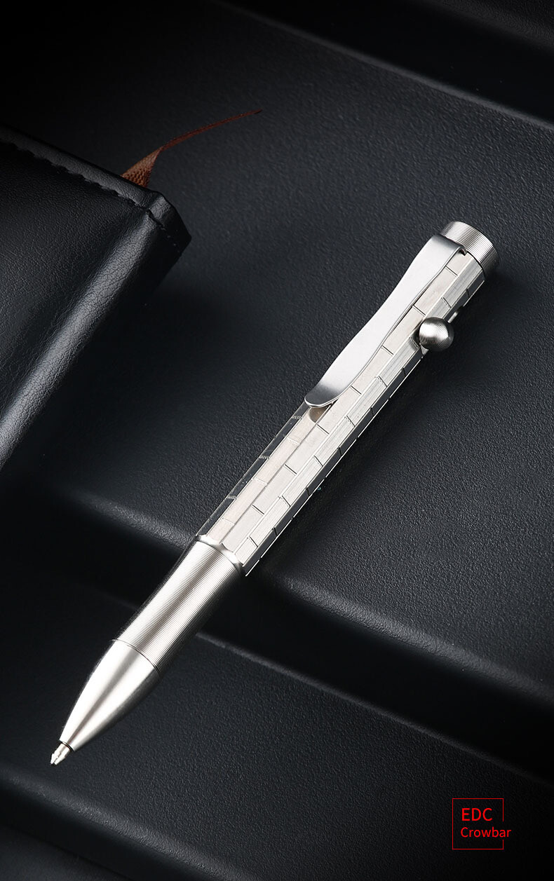Titan Alloy Pen 4.92″ Ballpoint Pen with Pocket Clip Refillable Compact Size