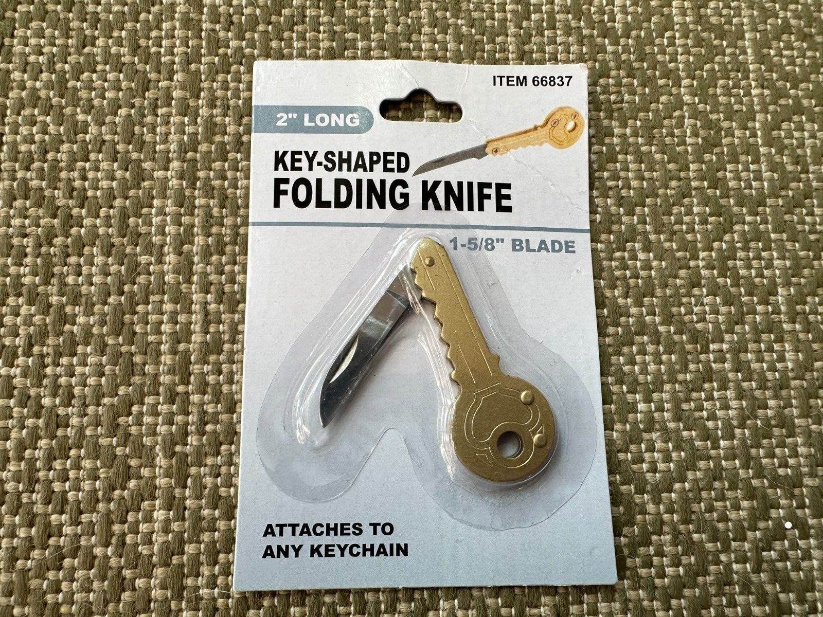 NEW! PORTABLE FOLDING UTILITY KEY SHAPED 2 INCH POCKET KNIFE KEYCHAIN LOT OF 6