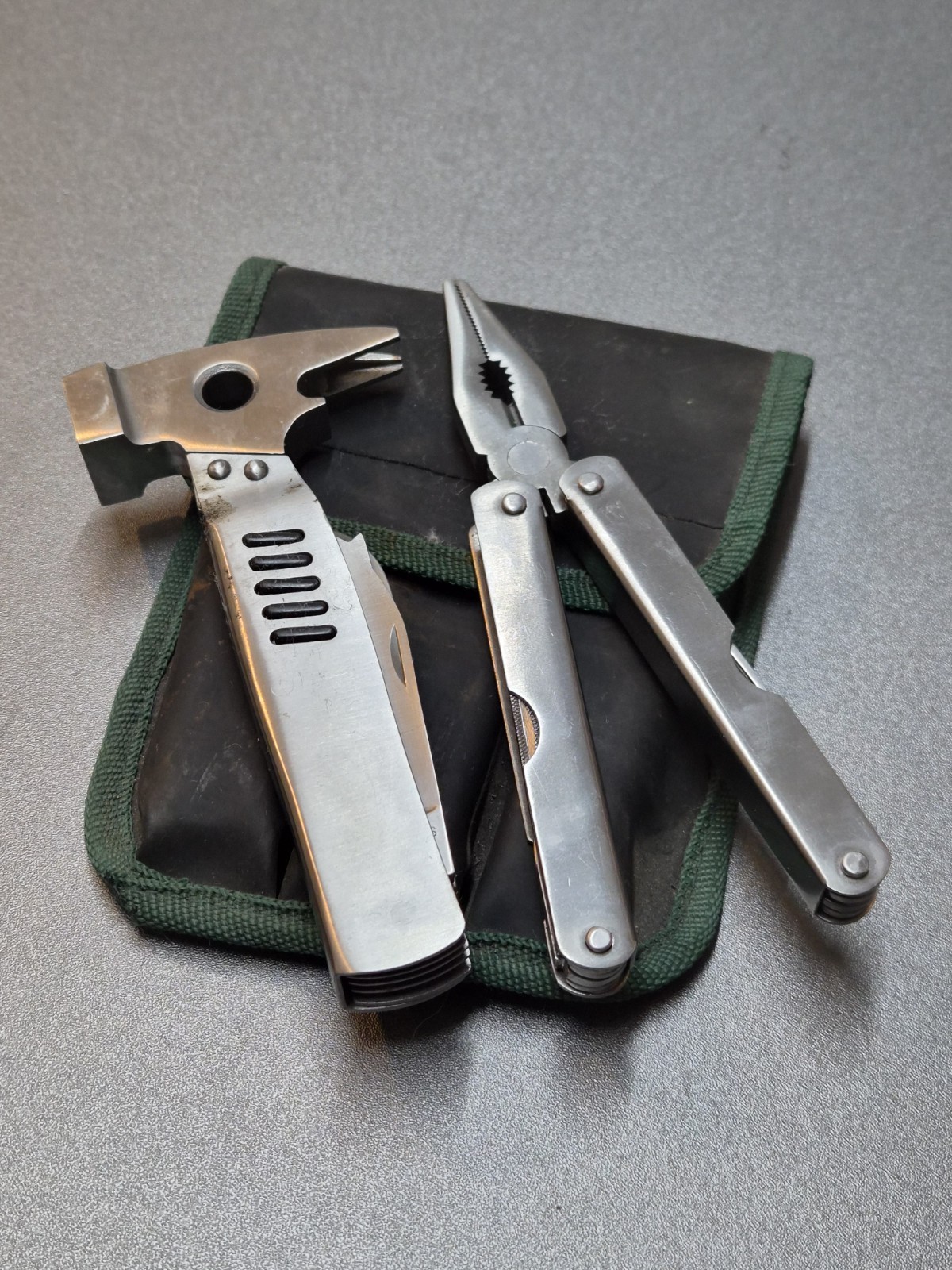 Stainless Steel Multi Tool Hammer & Folding Pliers Set w/ Carry Case