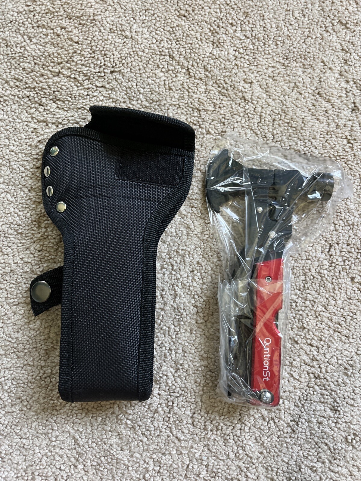 NEW Quntionst 16-In-1 Camping Emergency Survival Multitool + Sheath BLACK & RED