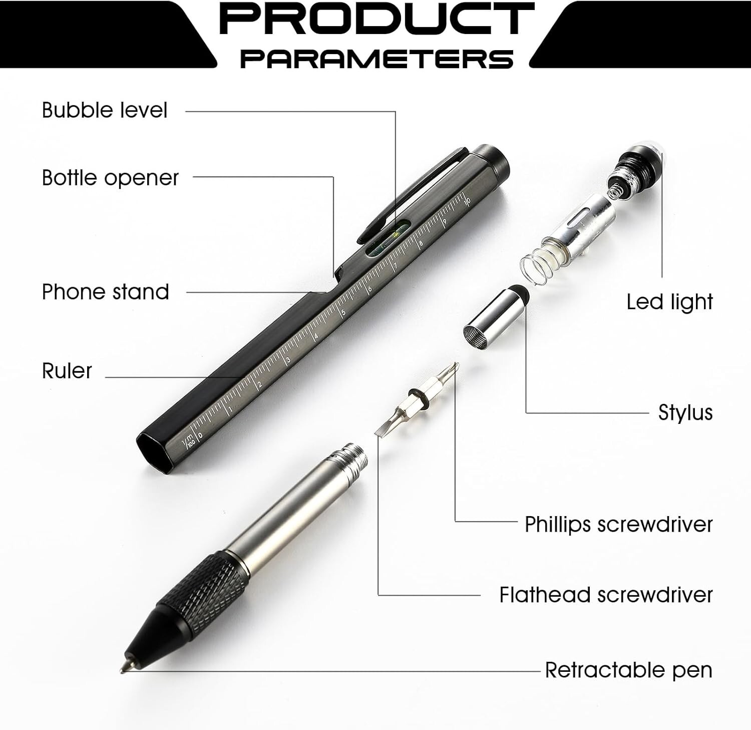 Dad Gifts for Fathers Day, 9 in 1 Multitool Pen Father’s Day Gifts from Black