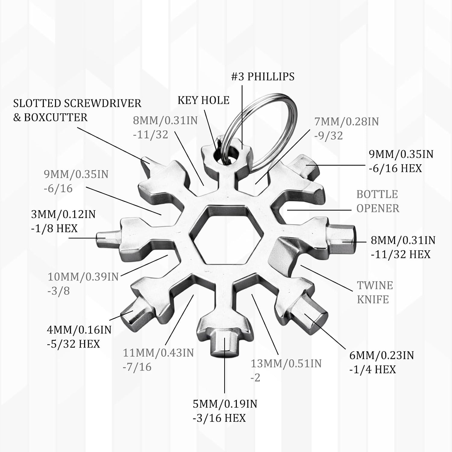 3PCS 18-In-1 Snowflake Multi Tool, Mechanical Tools for Men, Zinc Alloy Snow Too