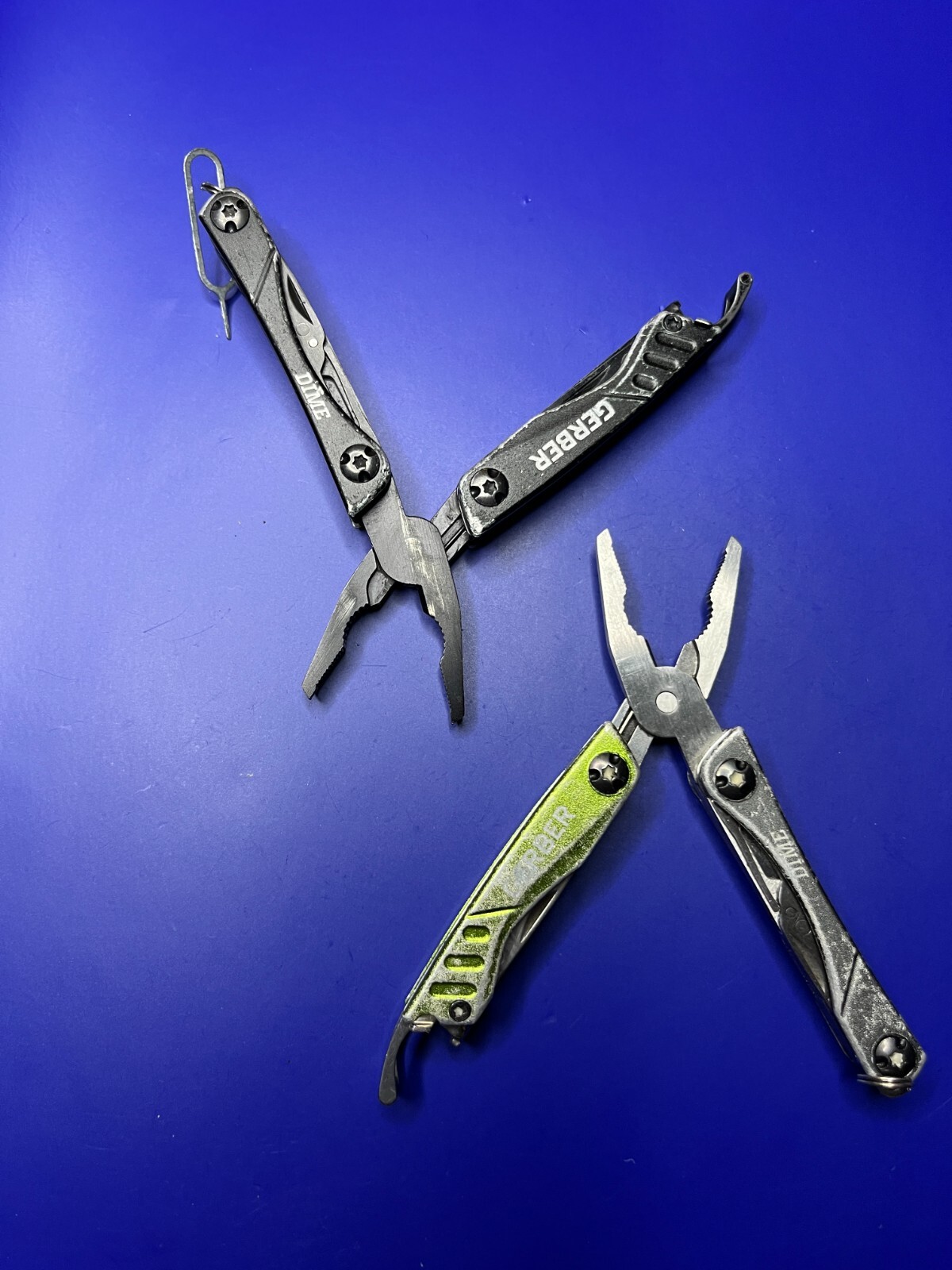 Lot of 2 Gerber Dime Multi-Tools Small Keychain Pliers Knife File Scissors