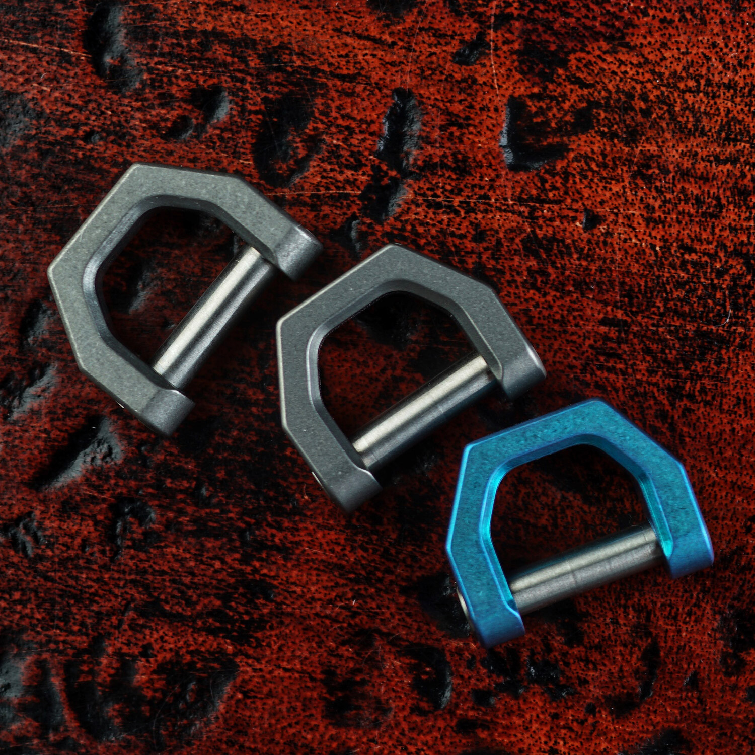 CH2 Titanium D Shape Keyring, for Car Key, Tool and EDC, Blue,size S Mecarmy