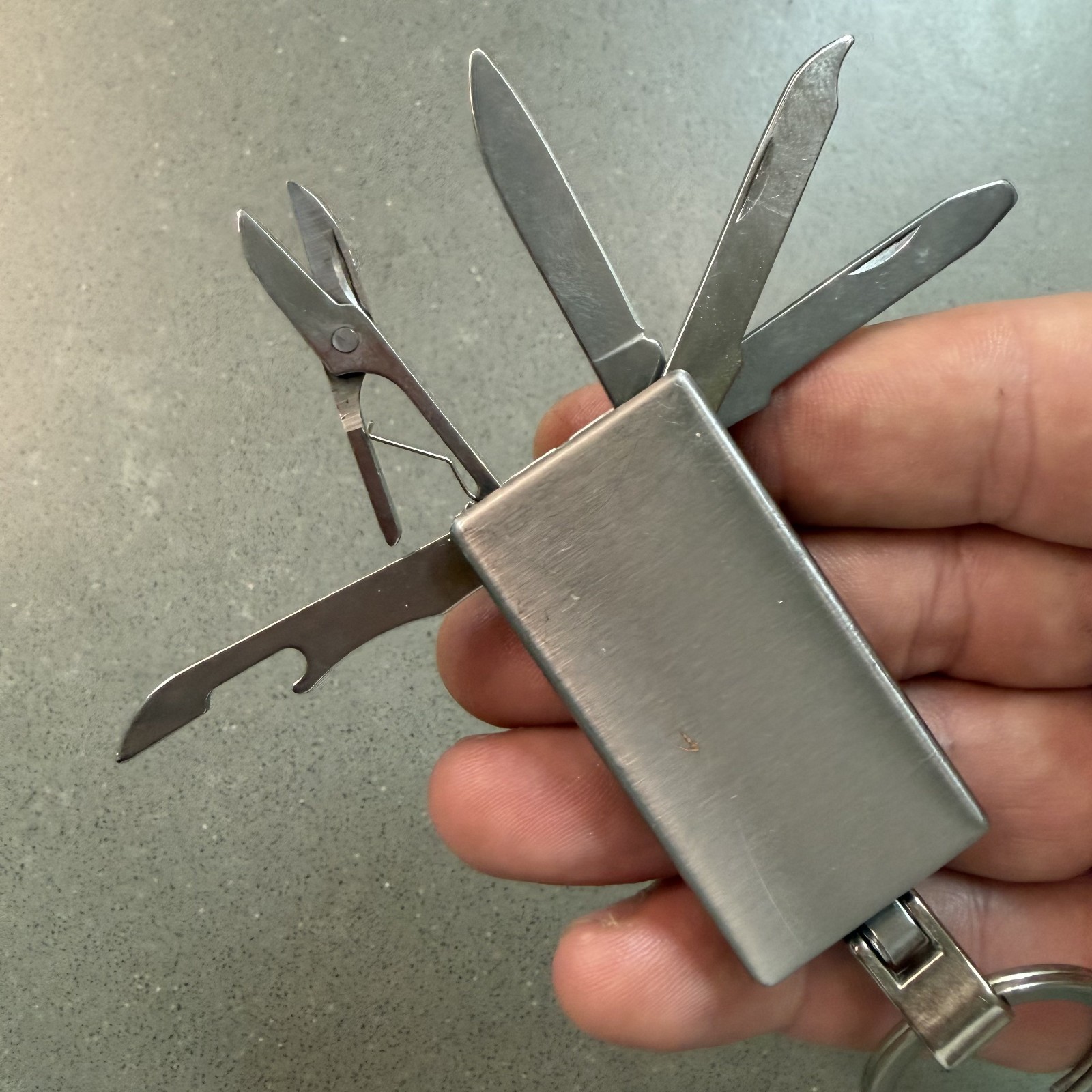 Sheffield Keychain Multi Tool Knife Scissors File Bottle Opener Stainless EDC