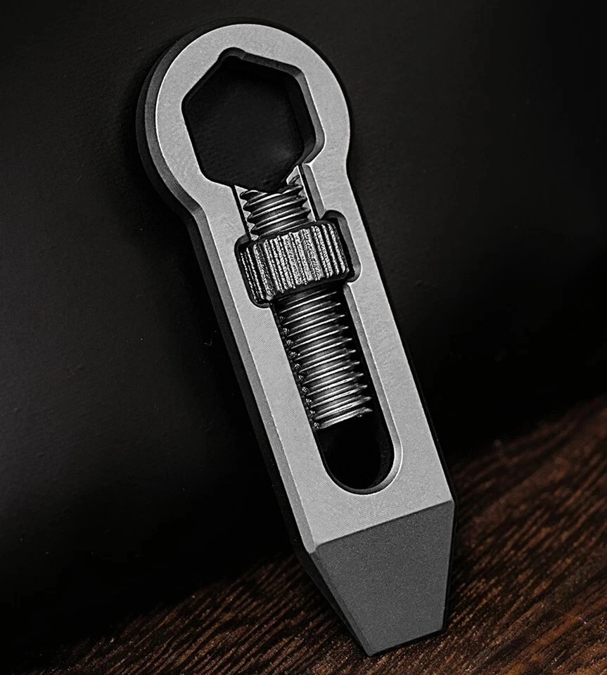 EDC Titanium Alloy Multi Tools Adjustable Wrench Pocket Pry bar Crowbar Keychain
