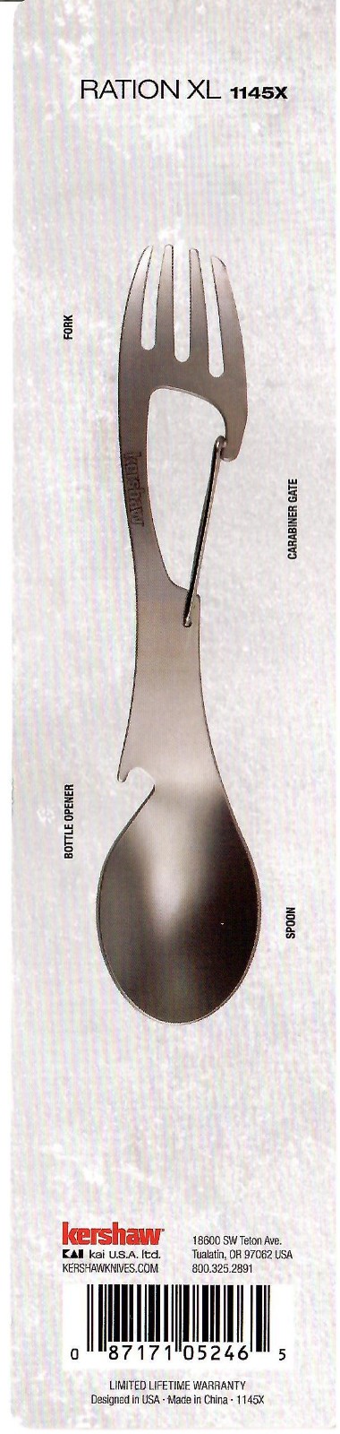 Kershaw Ration XL Eating Utensil / Multi-Tool – Stainless Steel 7-3/10″ 1145X
