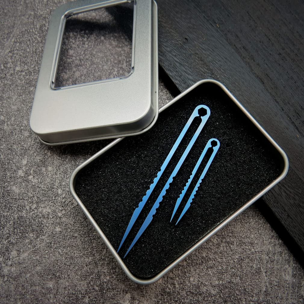 Canku 2Pcs Mini Tweezers Titanium Portable Titanium Alloy EDC Tweezers Survival