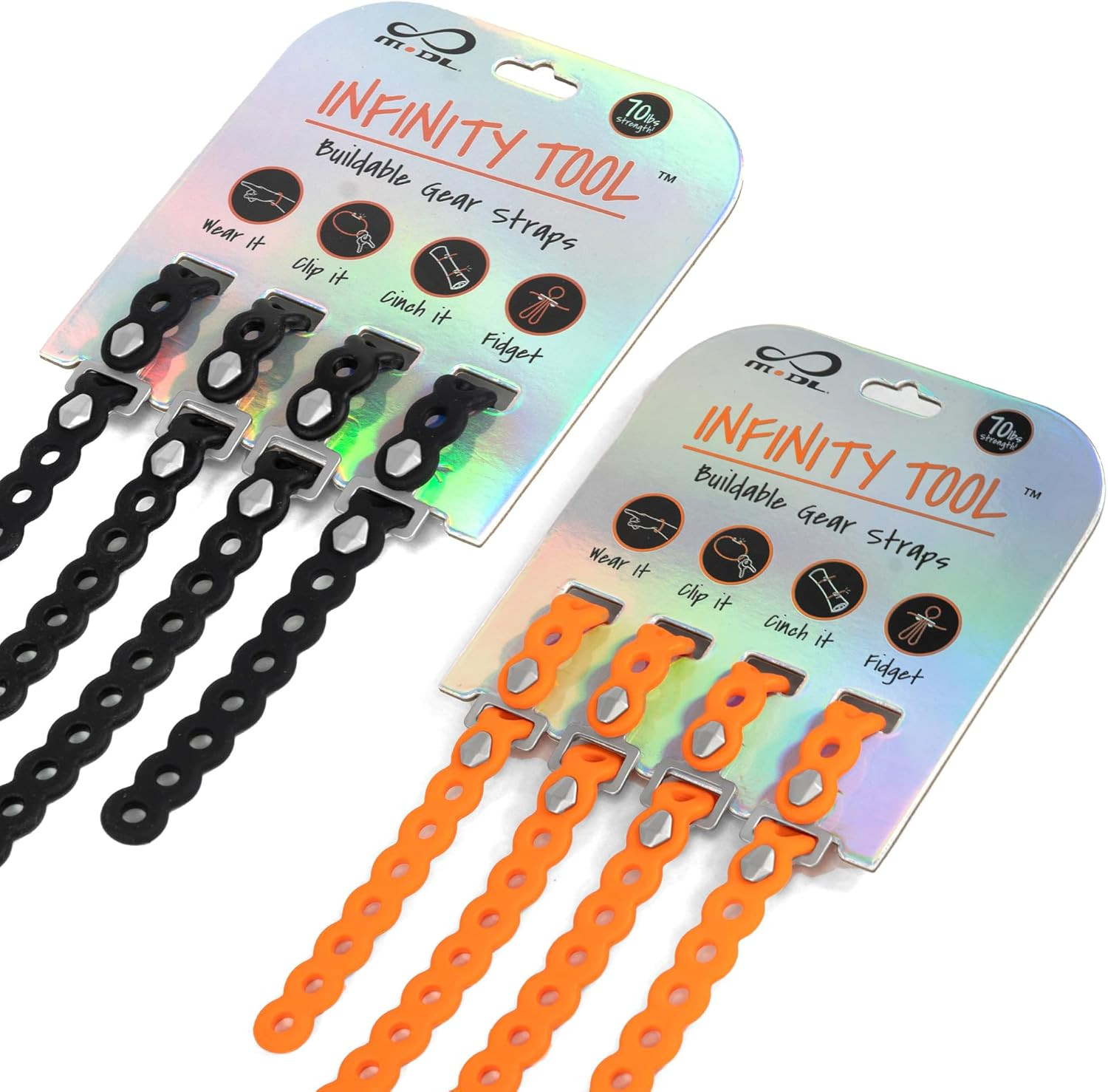 Infinity Tool™ 8-Pack (4 Black, 4 Neon Orange) – Flexible Multi-Tool, Utility Br