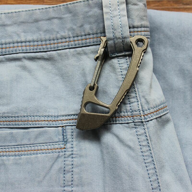 Titanium Alloy Multi-purpose Tool EDC Key Chain Hang up Carabiner Pry Bar Opener