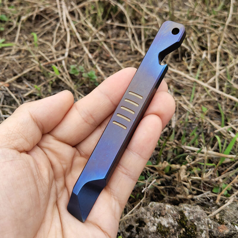 TC4 Titanium Crowbar Pocket Pry Bar Tool Bottle Opener Open Box Shark Cutter EDC